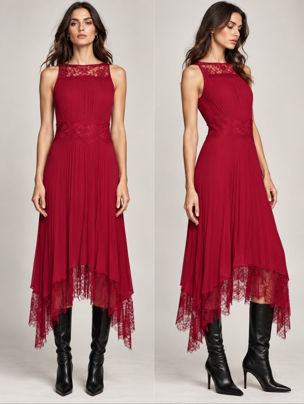 ❤️ NWOT! A.L.C. MATILDA PLEATED SATIN AND LACE MIDI DRESS, 6